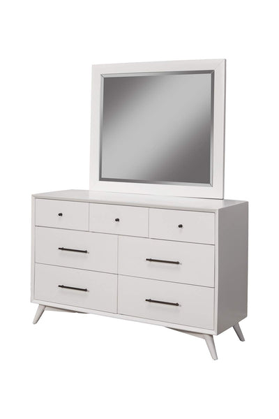 Alpine Furniture Flynn Mid Century Modern Mirror in White