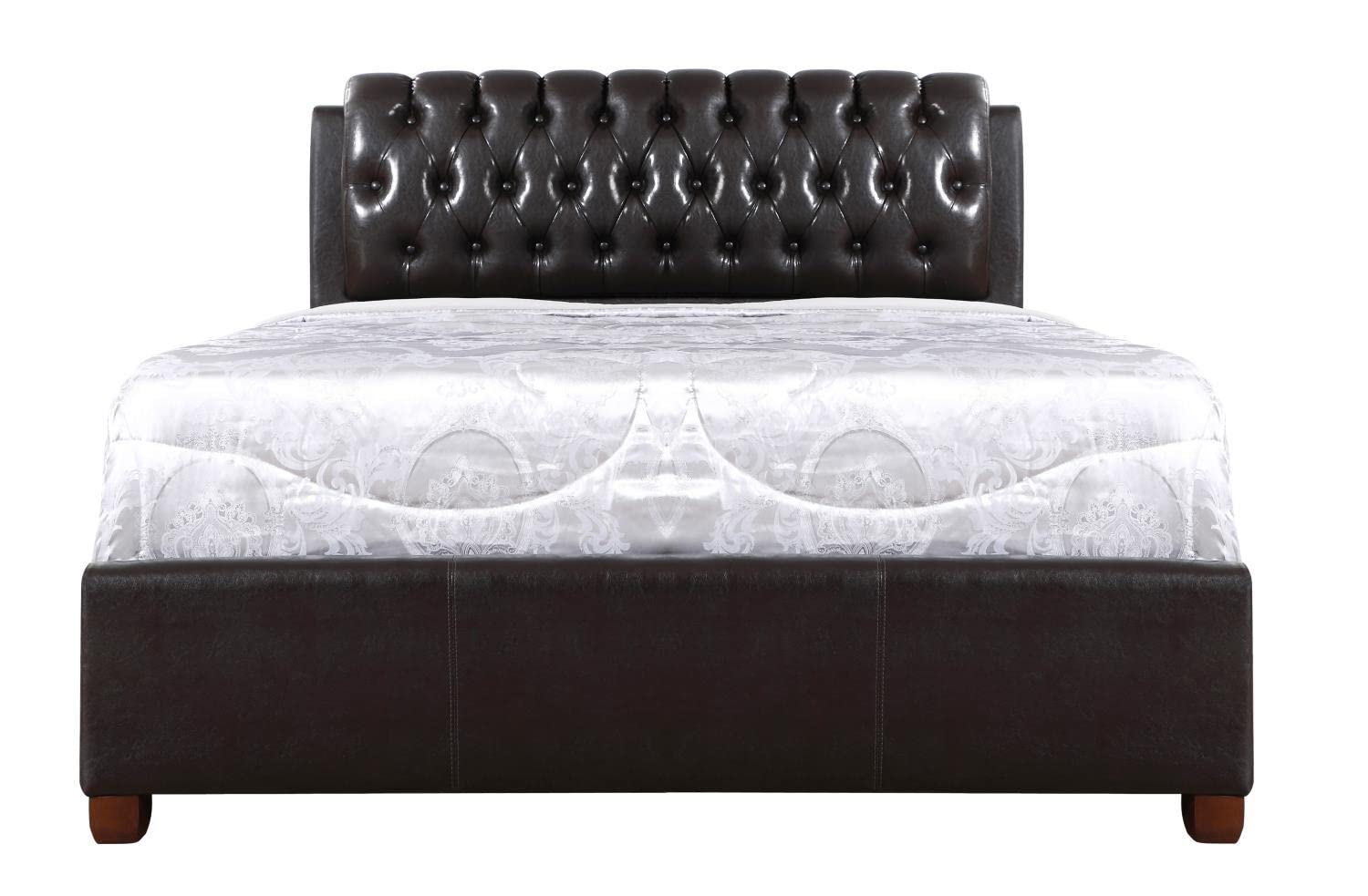 Glory Furniture Marilla Faux Leather Upholstered Queen Bed in Dark Brown Glory Furniture Marilla Faux Leather Upholstered Queen Bed in Dark Brown