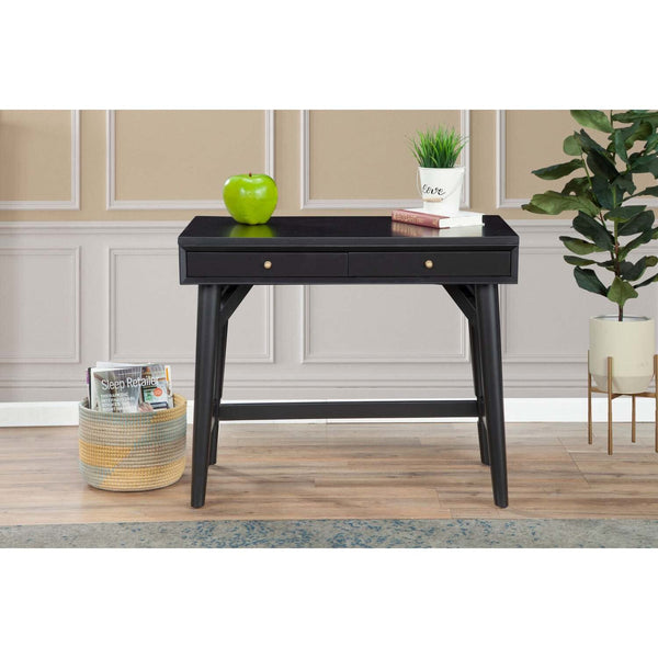Alpine Furniture Flynn Wood 2 Drawer Desk in Black