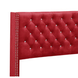 Glory Furniture Julie Velvet Upholstered Queen Bed in Cherry