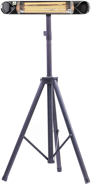 Hanover 35.4'' Portable Wide Electric Carbon Infrared Heat Lamp with Remote Control and Tripod Stand | Powerful Heating for Outdoor Areas up to 131 Sq. Ft. | Ideal for Porch, Garage, Workshop | Black