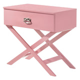 Glory Furniture Xavier 1 Drawer Nightstand in Pink