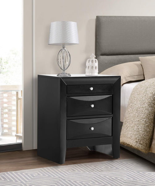 Glory Furniture Marilla 3 Drawer Nightstand in Black