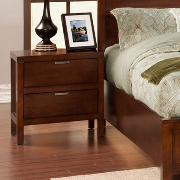 Alpine Furniture Carmel Wood 2 Drawer Nightstand in Cappuccino (Brown)