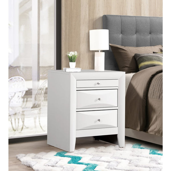 Glory Furniture Marilla 3 Drawer Nightstand in White