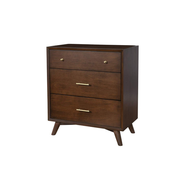 Alpine Furniture Flynn Mid Century Modern 3 Drawer Small Chest, Gray