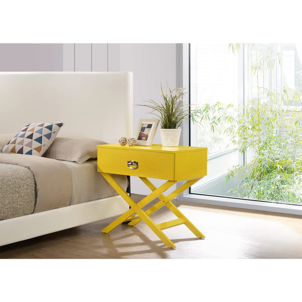 Glory Furniture Xavier 1 Drawer Nightstand in Yellow