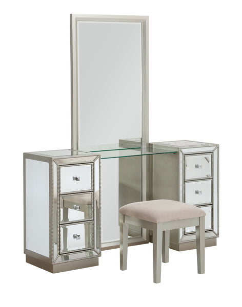 Six Drawer Console w/ Mirror & Stool - 2 Cartons