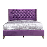 Glory Furniture Julie Velvet Upholstered Full Bed in Purple