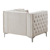 Glory Furniture Paige Velvet Chair in Ivory