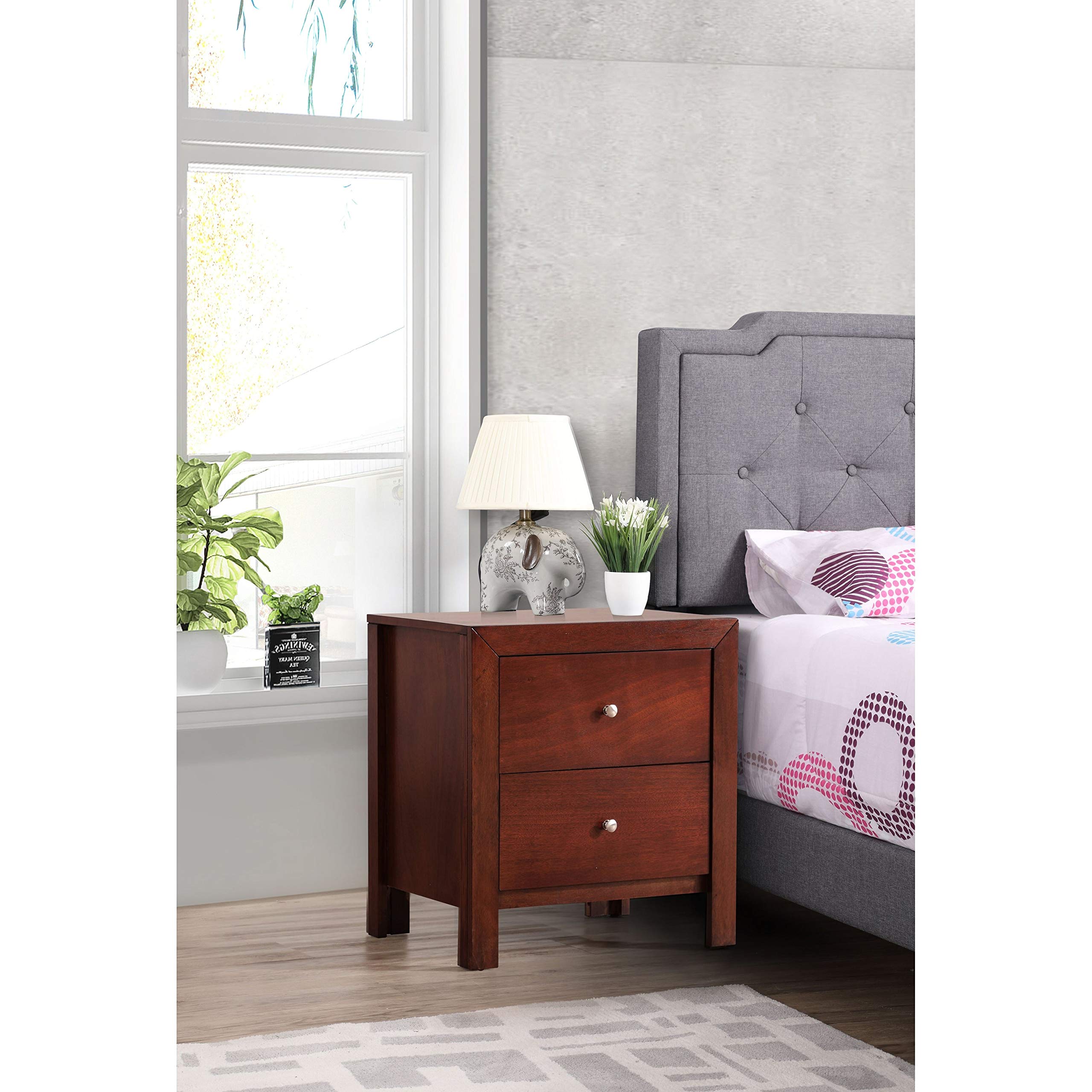 Glory Furniture Burlington 2-Drawer Wood Nightstand Grey Stained Glory Furniture Burlington 2-Drawer Wood Nightstand Grey Stained