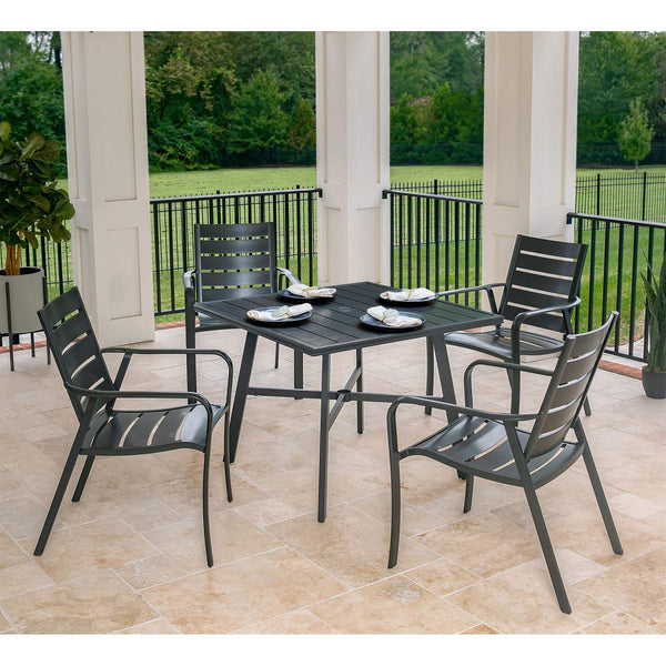 Hanover Cortino 5-Piece Grade Patio Dining Set Commercial Outdoor Furniture, Gunmetal