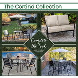 Hanover Cortino 5-Piece Commercial-Grade Counter-Height Dining Set with 4 Aluminum Back Chairs and a 38-in. Slat-Top Table, Gray