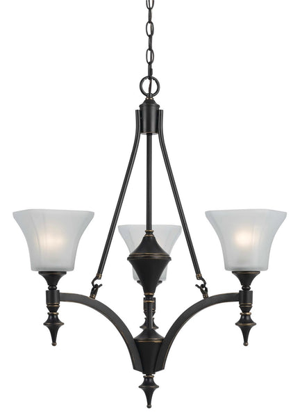 Cal Lighting FX-3541/3 Transitional Three Light Chandelier from Rockwood Collection in Bronze/Dark Finish, 25.00 inches