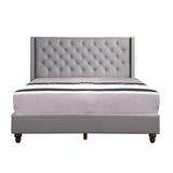 Glory Furniture Julie Faux Leather Upholstered Queen Bed in Light Gray