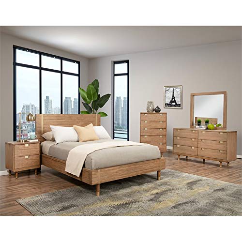 Alpine Furniture Easton Two Drawer Wood Nightstand in Sand (Beige)