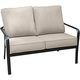 Hanover Cortino Grade Aluminum Loveseat with Plush Sunbrella Cushions, CORTLVST-GMASH Commercial Outdoor Furniture, Gunmetal/Ash