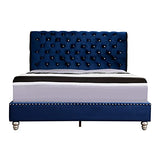 Glory Furniture Maxx Velvet Upholstered Full Bed in Navy Blue