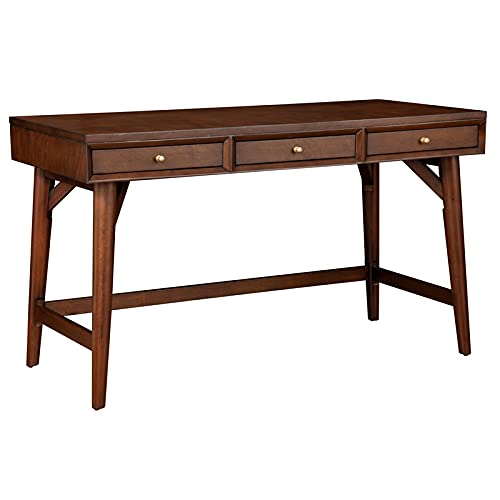 Alpine Furniture Flynn Large Wood 3 Drawer Desk in Walnut