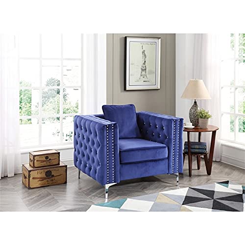 Glory Furniture Paige Velvet Chair in Blue