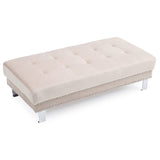 Glory Furniture Derek Velvet Ottoman in Beige