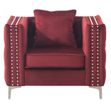 Glory Furniture Paige Velvet Chair in Burgundy