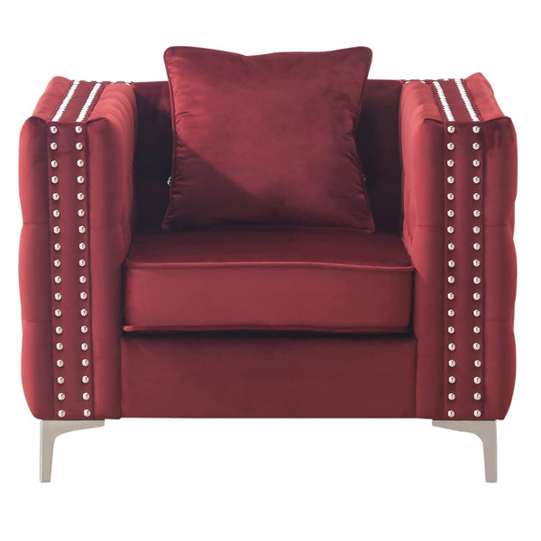 Glory Furniture Paige Velvet Chair in Burgundy