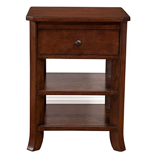 Alpine Furniture Baker 1 Drawer Wood Nightstand with Shelves in Mahogany (Brown)