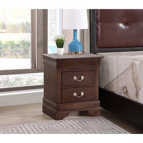 Glory Furniture Lewis 2-Drawer Wood Nightstand Cappuccino Cappuccino Finish, Stained