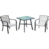 Hanover Foxhill 3-Piece Grade Bistro Set with 2 Sling Dining Chairs Commercial Outdoor Furniture, Gray/Gunmetal