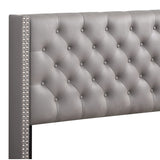 Glory Furniture Julie Faux Leather Upholstered Queen Bed in Light Gray