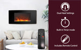 Cambridge 35-in. Callisto Curved Wall Mount Electric Fireplace with Crystal Display, Timer, and Remote, Black, CAMBR35WMEF-1BLK