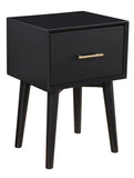 Alpine Furniture Flynn Wood 1 Drawer End Table in Black