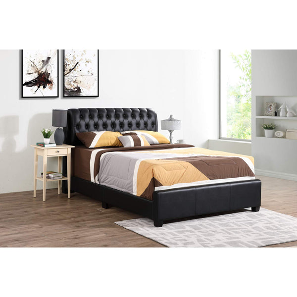 Glory Furniture Marilla Faux Leather Upholstered Queen Bed in Black