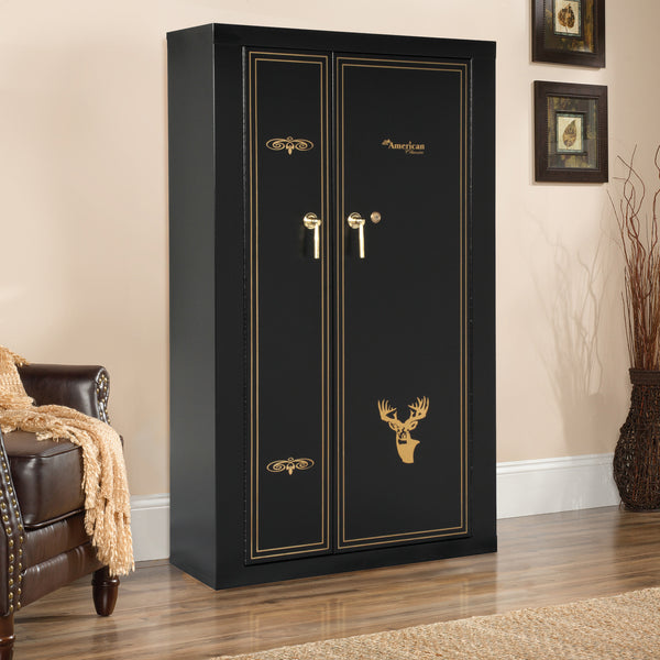 American Furniture Classics 916 16 Gun Metal Cabinet, Black