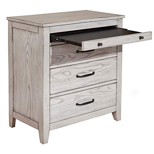 Origins by Alpine Aria Wood 3 Drawer Nightstand in Weathered Light Gray