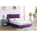 Glory Furniture Julie Velvet Upholstered Full Bed in Purple