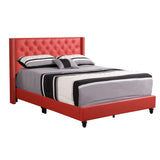 Glory Furniture Julie Faux Leather Upholstered Queen Bed in Red