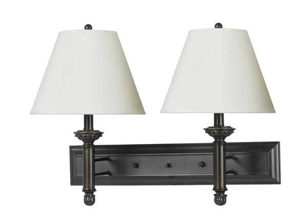 Cal Lighting LA-60002W2L-1 Traditional Two Light Wall Lamp from Hotel Collection in Bronze/Dark Finish, 8.00 inches