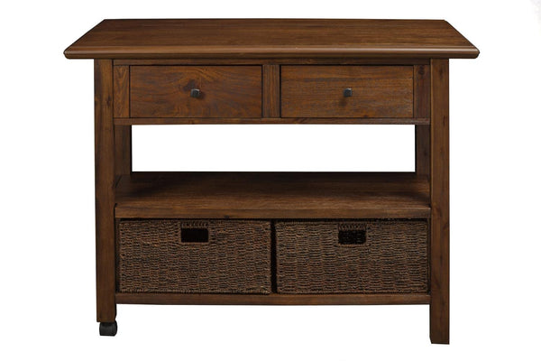 Alpine Furniture Caldwell Wood Kitchen Cart in Antique Cappuccino Brown