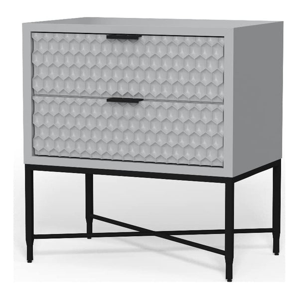 Origins by Alpine Milo 2 Drawer Nightstand in Light Slate Grey