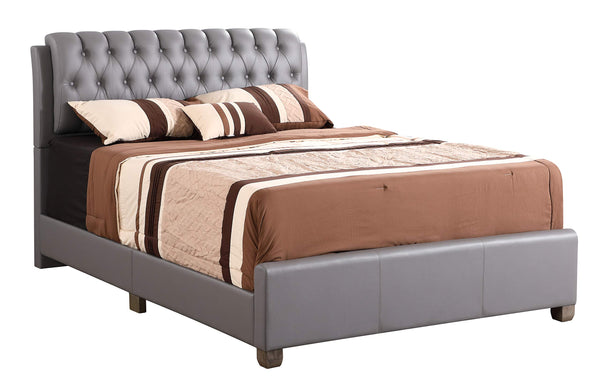 Glory Furniture Marilla Faux Leather Upholstered Full Bed in Light Gray