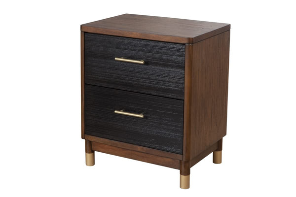 Alpine Furniture Belham 2 Drawer Wood Nightstand in Dark Walnut (Brown)