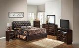 Glory Furniture Marilla Faux Leather Upholstered Queen Bed in Dark Brown