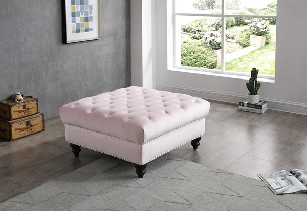 Glory Furniture Nola , Pink Ottoman, 19"H X 35"W X 35"D,