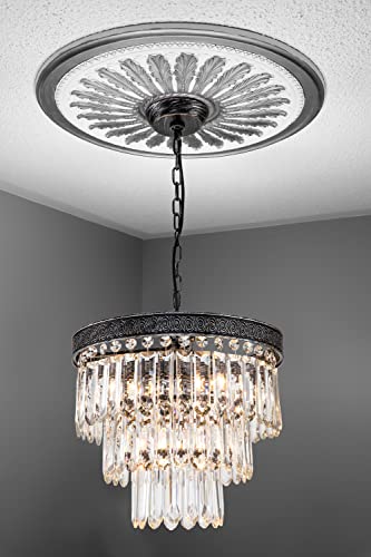 Crystal Chandeliers Modern Contemporary K9 Chandelier Pendant Ceiling Lighting Fixture Black Lights for Bedroom Foyer Lanterns Kitchen Island, Vintage Crystals 8 Light 16 inch 3 Tier Living Room