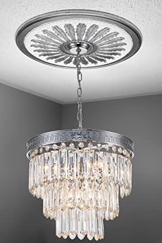 Crystal Chandeliers Modern Contemporary K9 Chandelier Pendant Ceiling Lighting Fixture Chrome Lights for Bedroom Foyer Lanterns Kitchen Island, Vintage Crystals 8 Light 16 inch 3 Tier Living Room