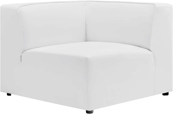 Modway Mingle Vegan Leather Sectional Sofa Corner Chair, White 37 x 37 x 27