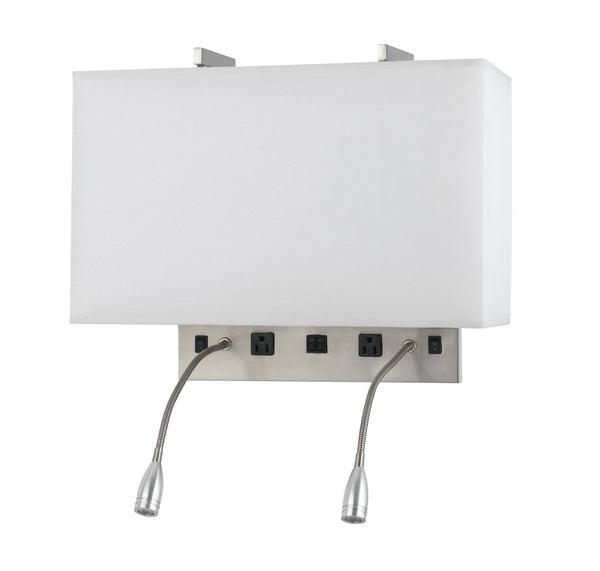 Cal Lighting LA-8029W2L-1-BS Transitional Four Light Wall Lamp from 60W X 2 Wall Lamp Collection in Pewter, Nickel, Silver Finish, 18.00 inches