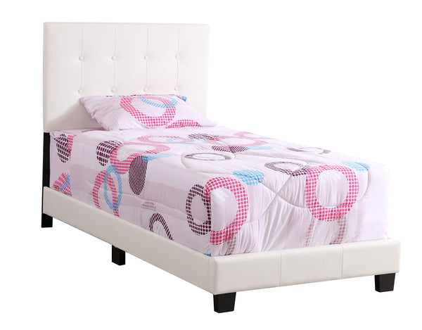 Glory Furniture Caldwell Twin, White Upholstered bed,
